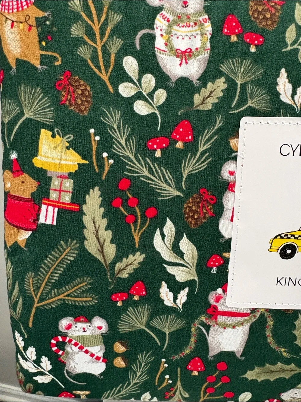 NEW Cynthia Rowley Christmas Mouse Holly Leaves Green Holiday King Sheet Set